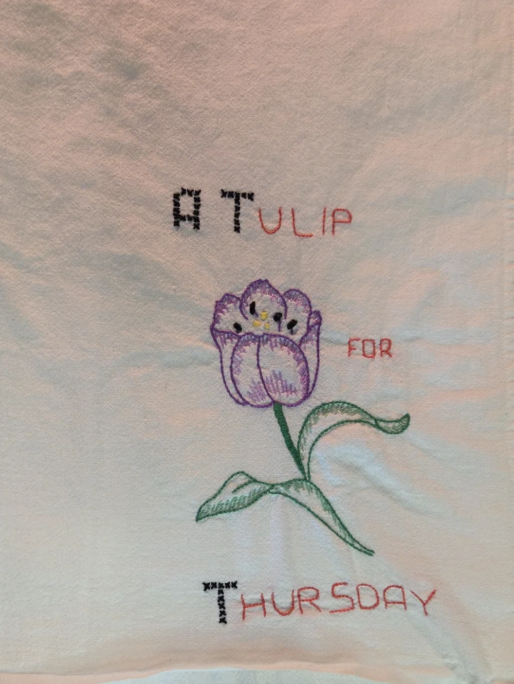 Vintage Flour Sack Kitchen Towels Days Of Week Embroidered Floral Set Of 6